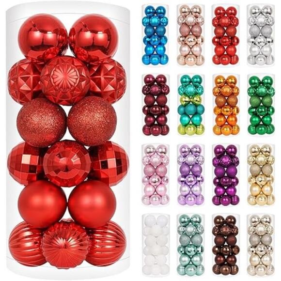 24ct Christmas Ball Ornaments Shatterproof Christmas Ornaments Set Decorations - Picture 7 of 7